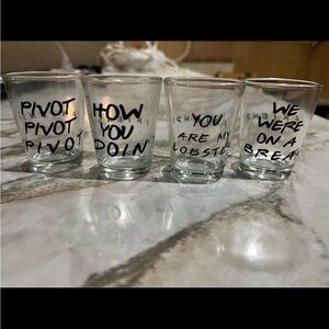 Set of 4 Clear ‘Friends’ themed Shot Glasses